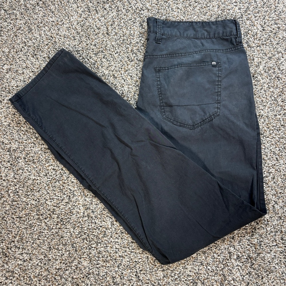 Travis Mathew Men's 36x33 Pants Dark Gray Tencel Cotton Blend Stretch 5-Pocket